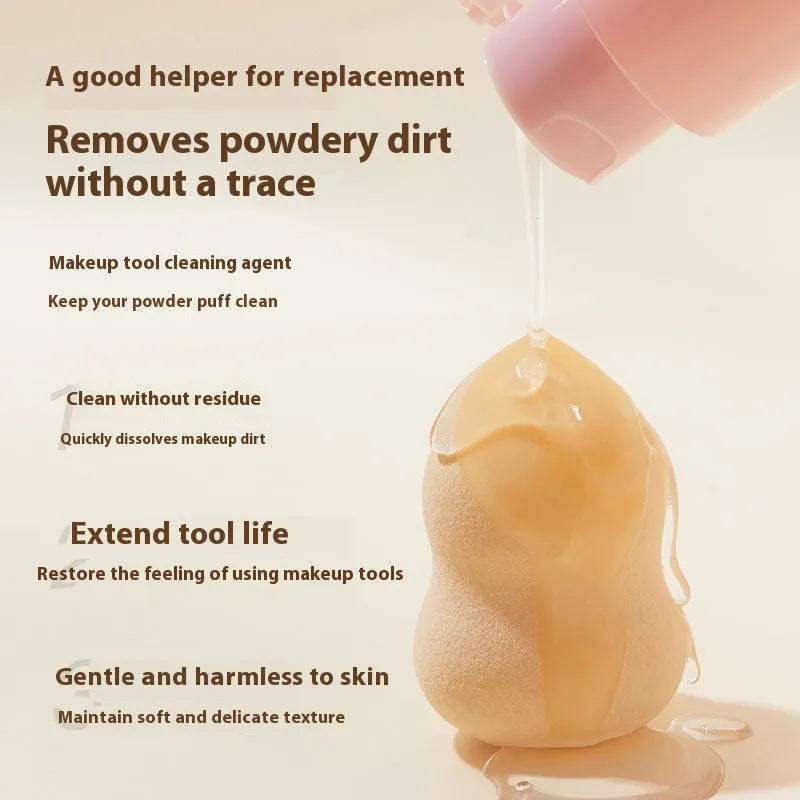 Makeup tool cleaning set with 80ml detergent bottle and 75ml wash-free spray bottle