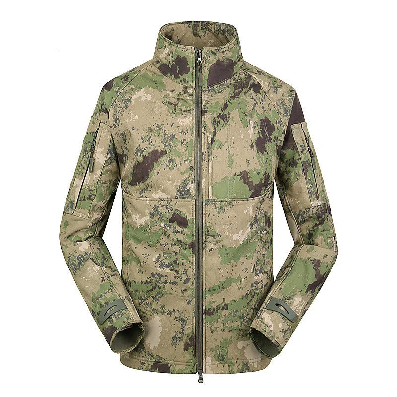 Men's outdoor jacket coat thin commander stand collar loose fit polyester autumn hiking cycling black colour view