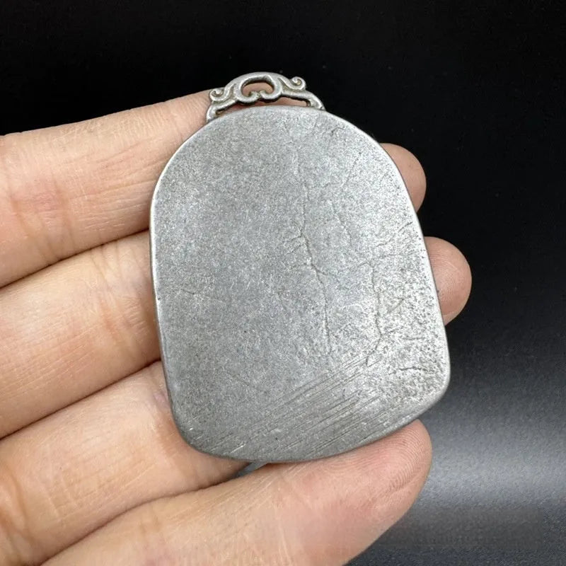 Iron metal pendant with Chinese geometric style and Buddhist Yamantaka deity design
