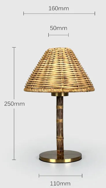 Gold alloy desk lamp with 3W LED showing three-step brightness button and Type-C port
