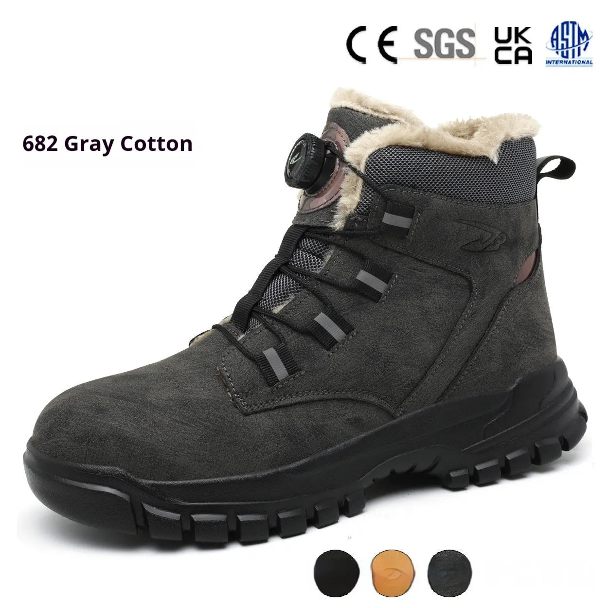 Leather anti-smashing labour protection shoes in black with rubber sole