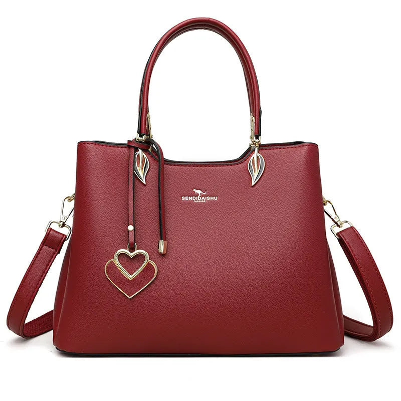 Women's multi-layer shoulder messenger bag in PU leather with urban simplicity style