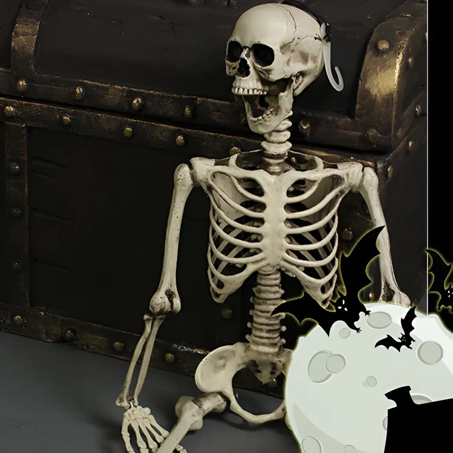 170cm tall plastic skeleton prop with detailed skull and full bone structure