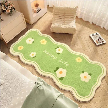 Flower shaped cashmere bedside blanket with cartoon alien print and floral patterns