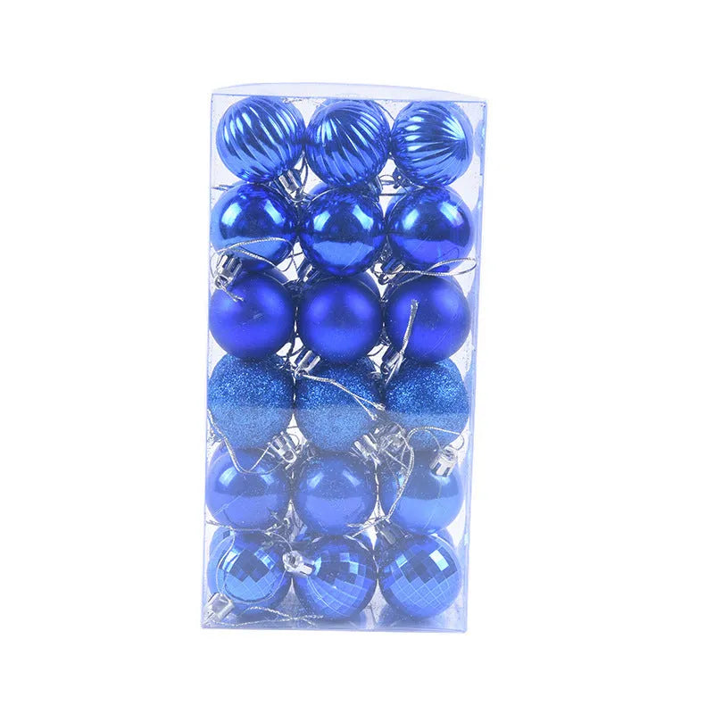 36 assorted Christmas balls in a whole box, each 4cm diameter, multicolour