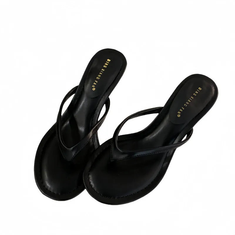 Women's round toe stiletto sandals with open-toed flip-flop design in sheepskin camel colour