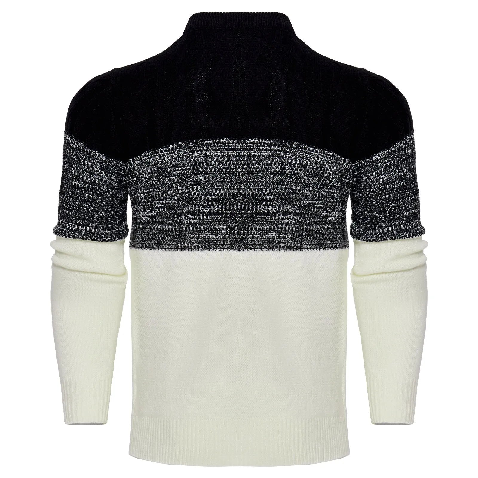 Men's casual colour block long sleeve cable knit pullover sweater in blue, crew neck and textured knit