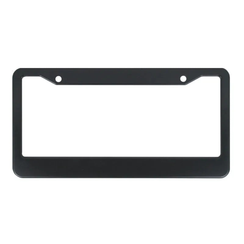 Minimalist aluminum alloy license plate frame in black finish for American standard car plate