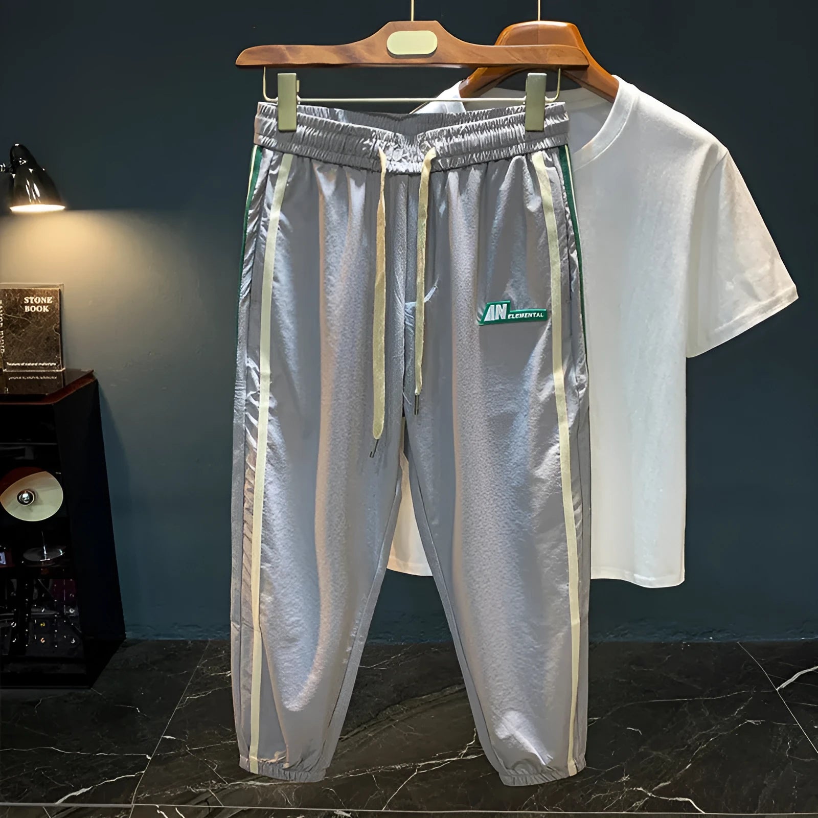 Men's cotton harem pants in black or grey with mid waist and trousers length