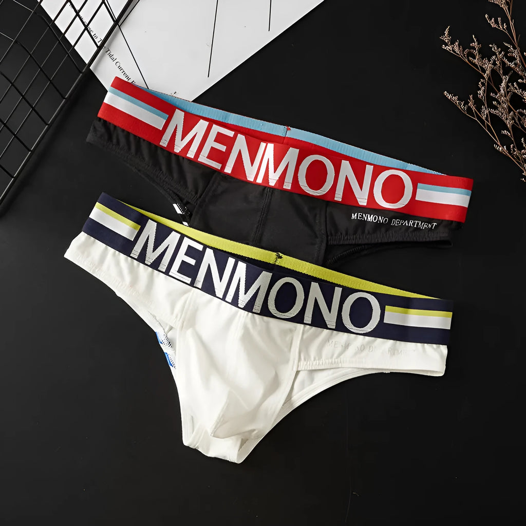 Men's cotton low waist bikini underpants in two-tone solid colour pattern, pack of 2, size M to XXL