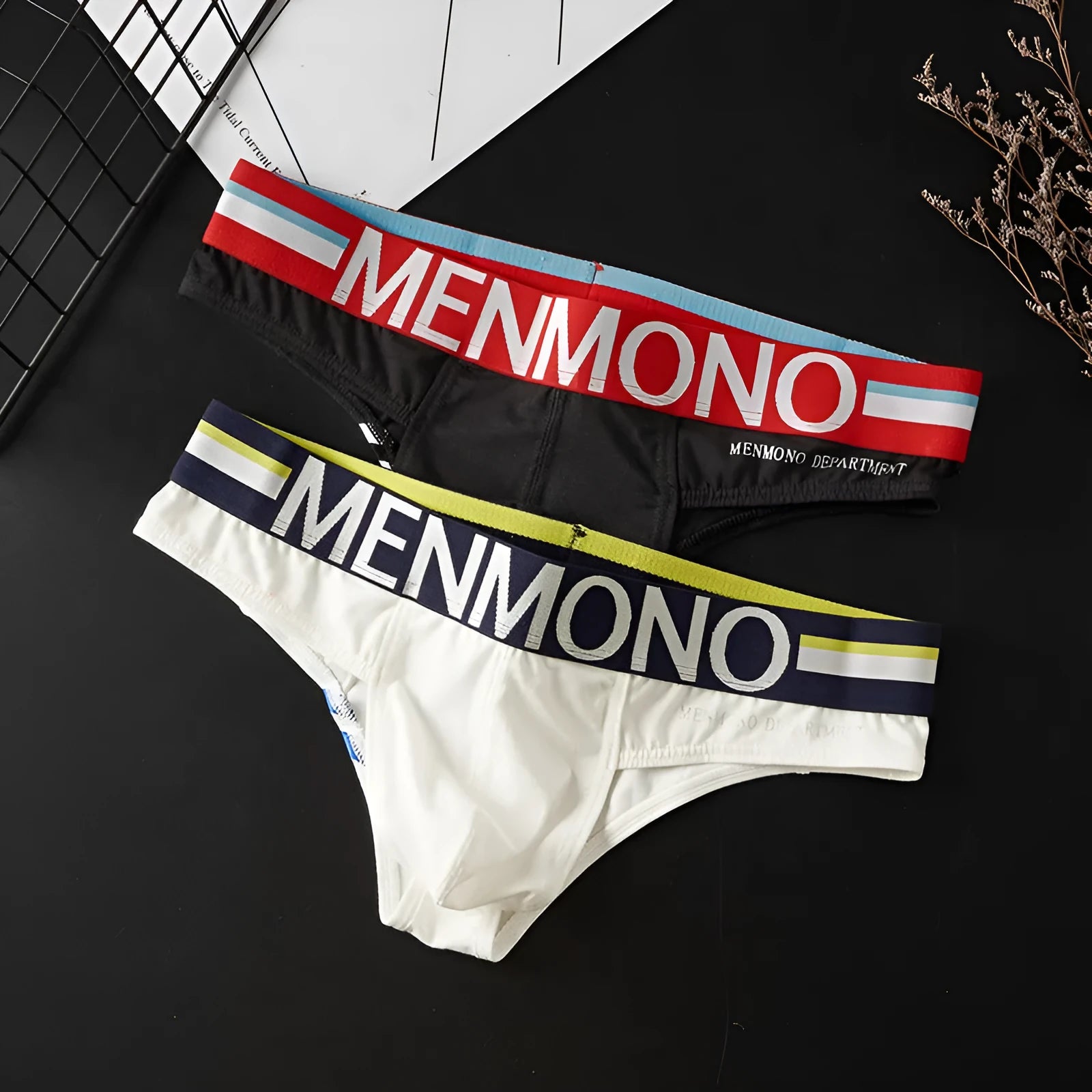 Men's cotton low waist bikini underpants in two-tone solid colour pattern, pack of 2, size M to XXL