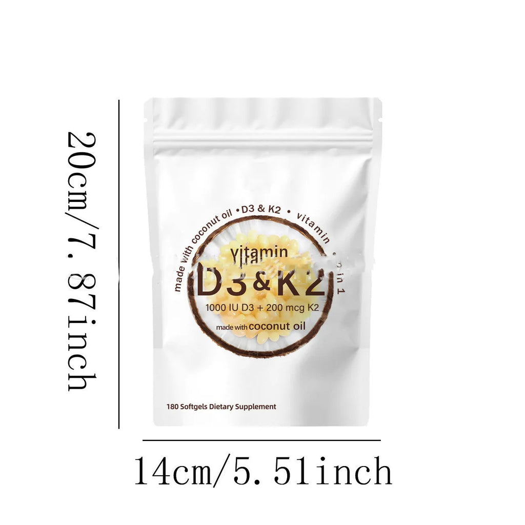 Vitamin D3 K2 soft capsule supplement in picture colour pack of 180 tablets