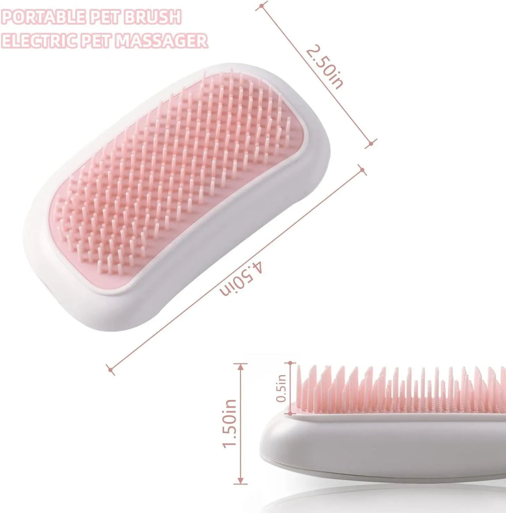 Light pink and white handheld electric pet massage brush with TPE teeth
