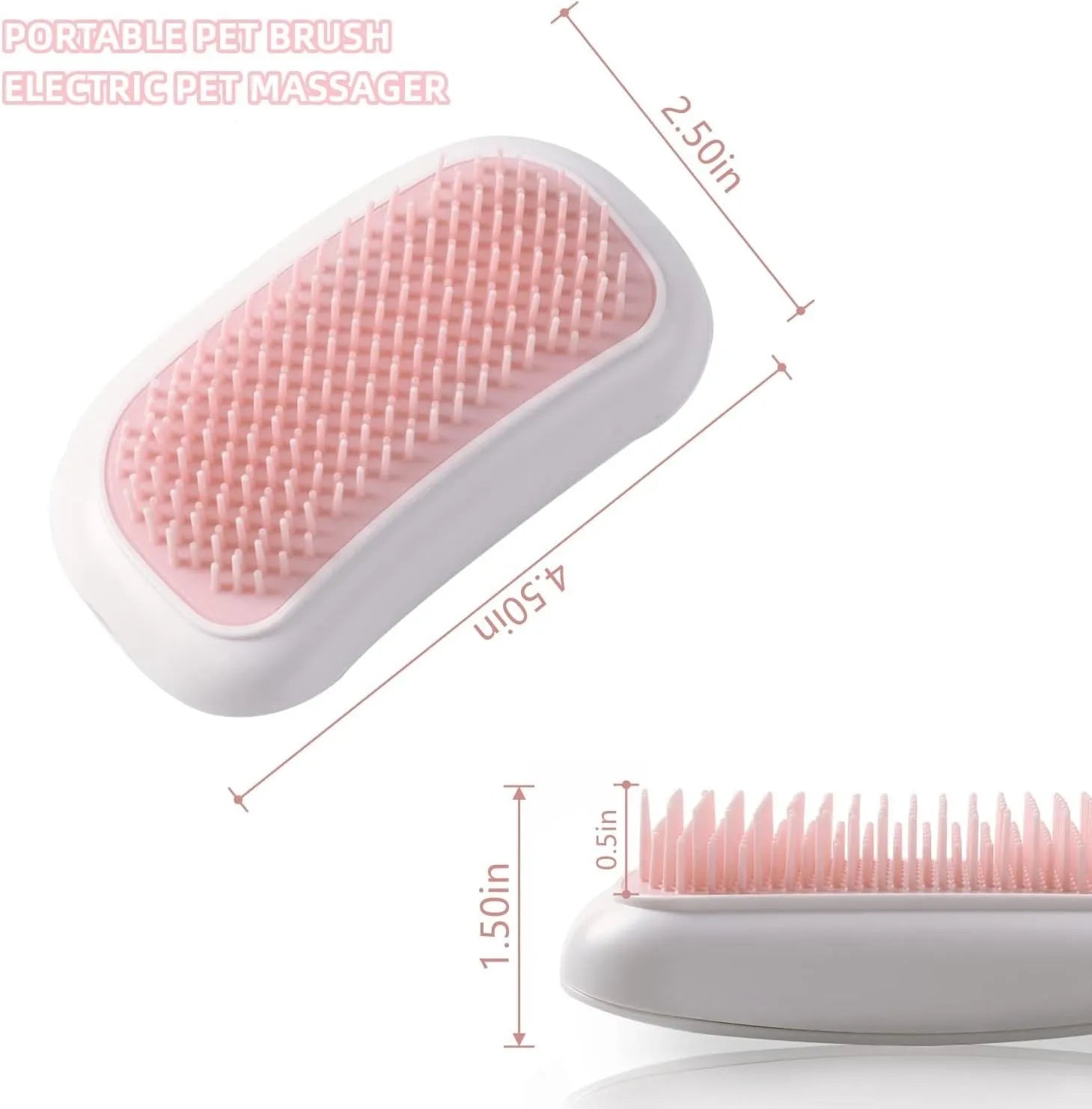 Light pink and white handheld electric pet massage brush with TPE teeth