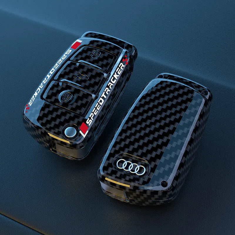 Carbon fibre style car key cover with mirror element in feilin material