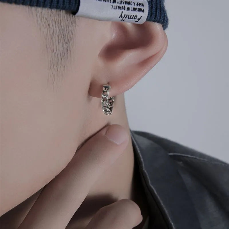 Men's geometric copper earrings in 10mm and 14mm sizes, showing silver single and auspicious cloud designs.