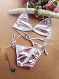 Three-point bikini hollow-out underwear suit in polyester fabric for women, free size, available in black
