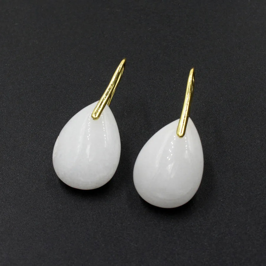 Genuine crystal geometric water drop earrings with electroplated metallic finish