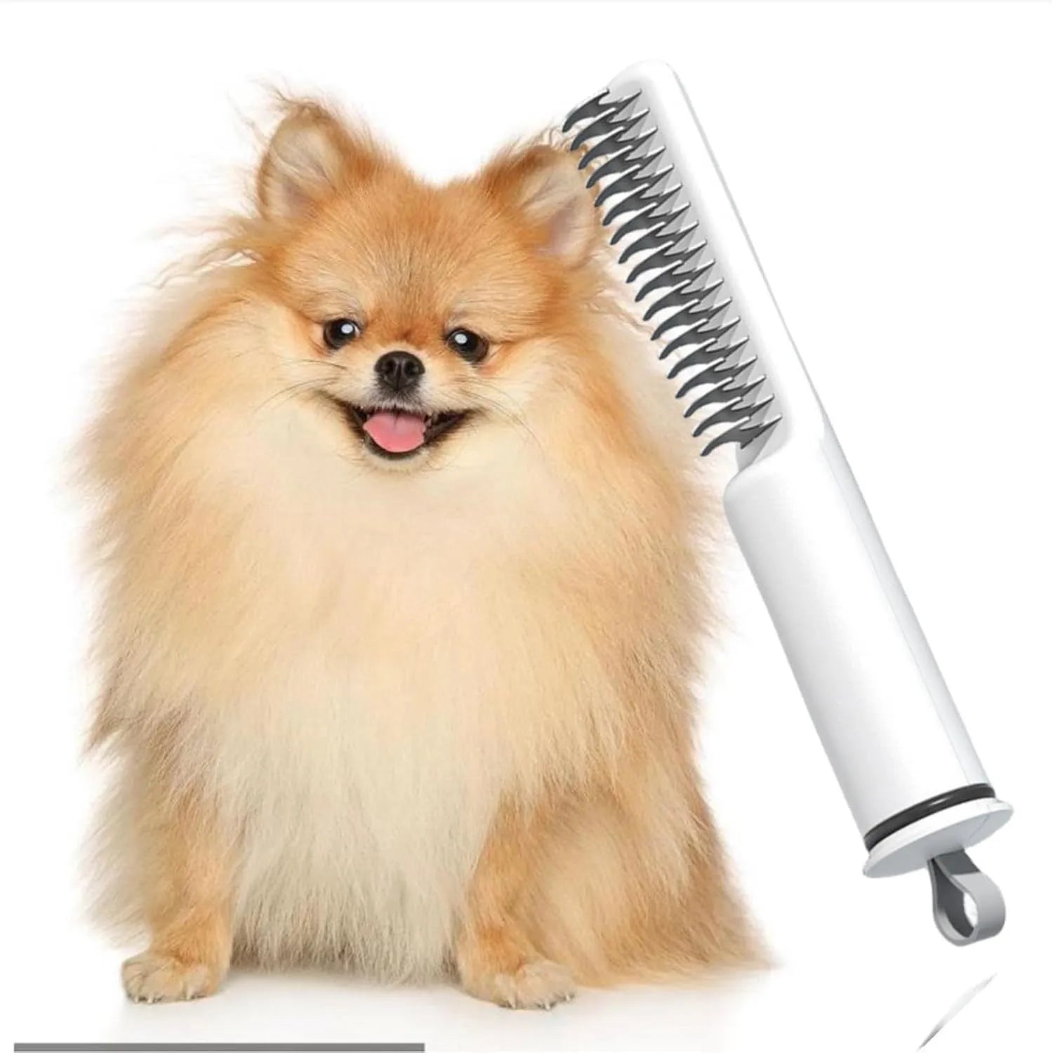 Stainless steel pet dematting comb with user-friendly handle for removing knots and mats from dog hair