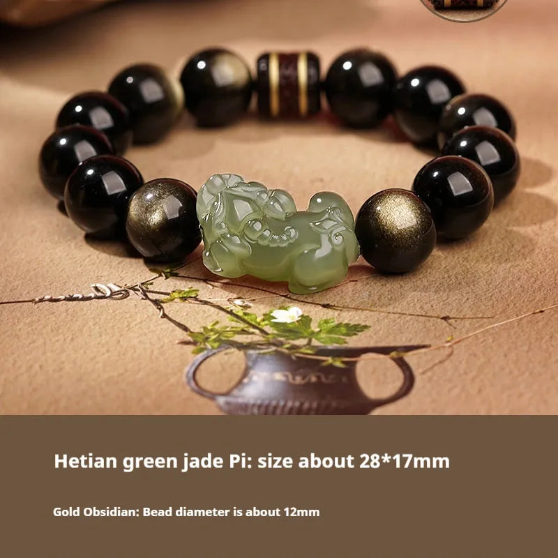 Hetian jade bracelet with black and red braided ropes traditional Chinese jewellery