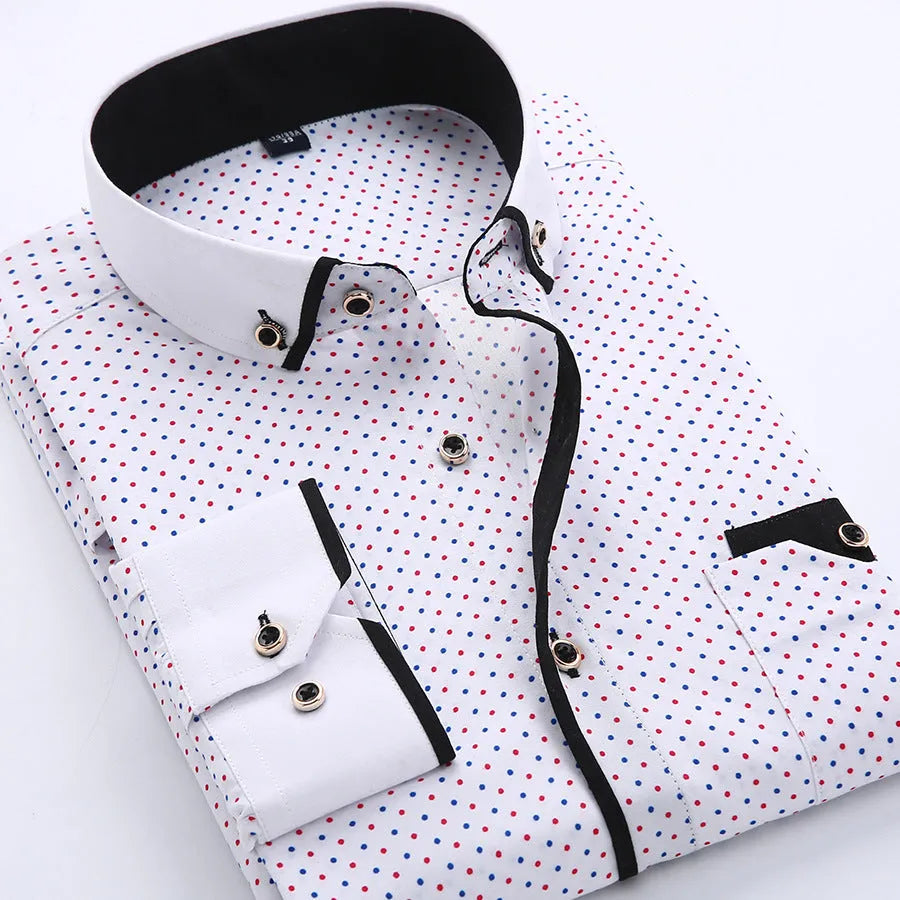 Men's slim fit cardigan top with dots pattern, long sleeves, in polyester fibre, size and colour options SH215-SH220
