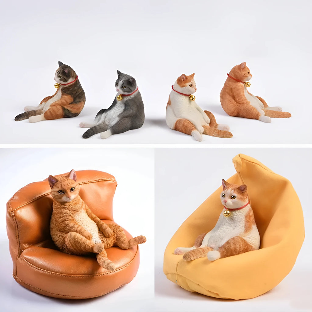 Small 7.5cm lazy cat ornament with sofa on car dashboard