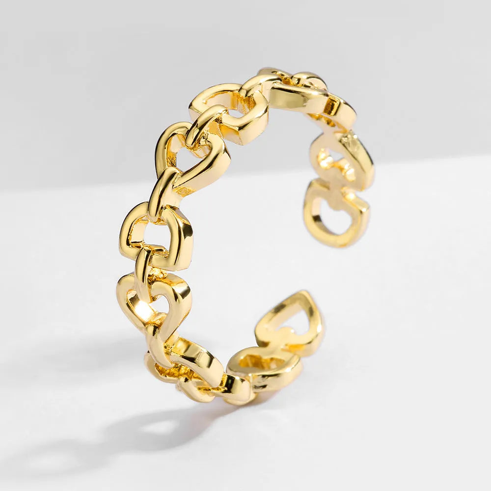 Copper geometric fashion jewelry set with ring, earrings, and bracelet, electroplated gold-plated finish inlaid artificial gems