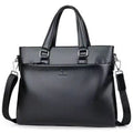 Men's PU leather business messenger bag with splicing detail, measuring 35x30x4cm