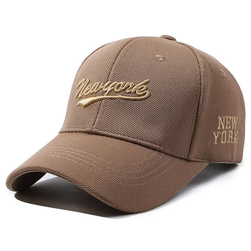 Hard crown baseball cap with embroidered letters in cotton, adjustable size, breathable sunshade
