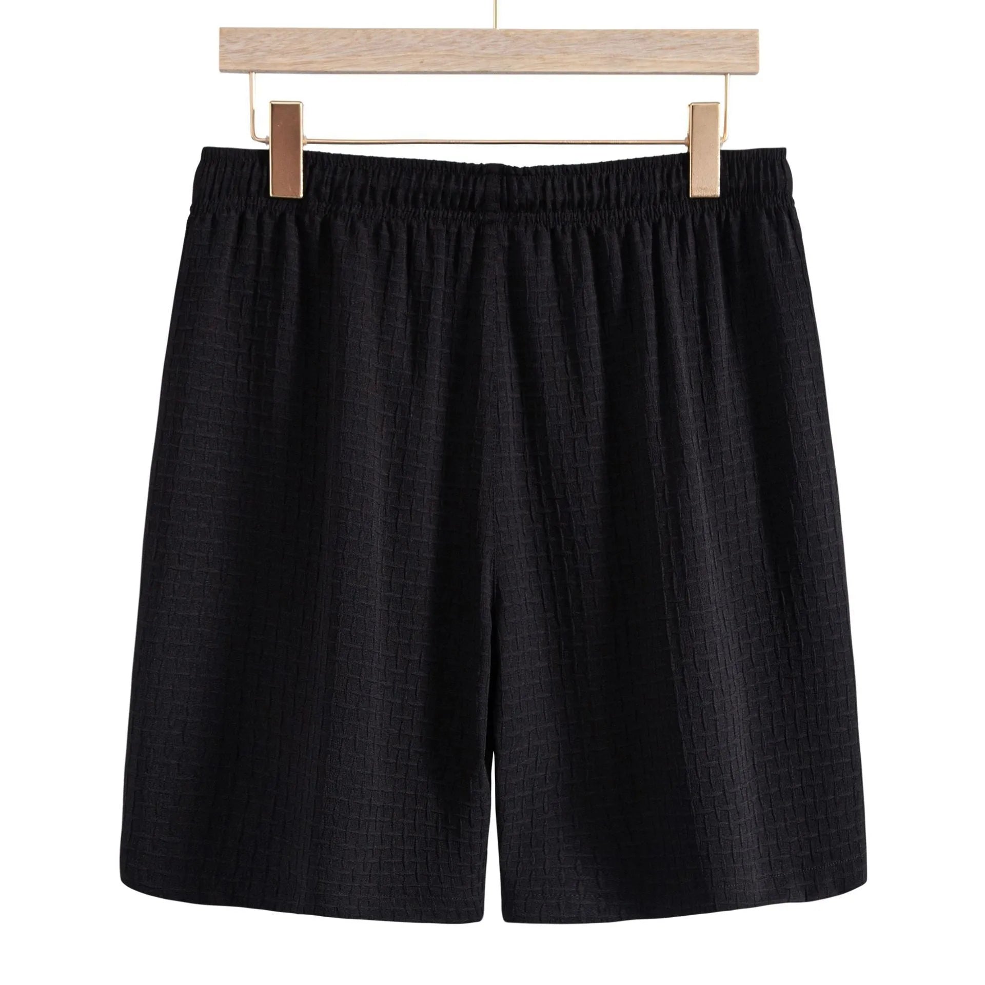 Men's loose fit cotton blend beach set with short sleeve shirt and shorts in solid black or white