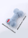 Blue plush love bone dog toy with a vocal element for interactive chewing and play.