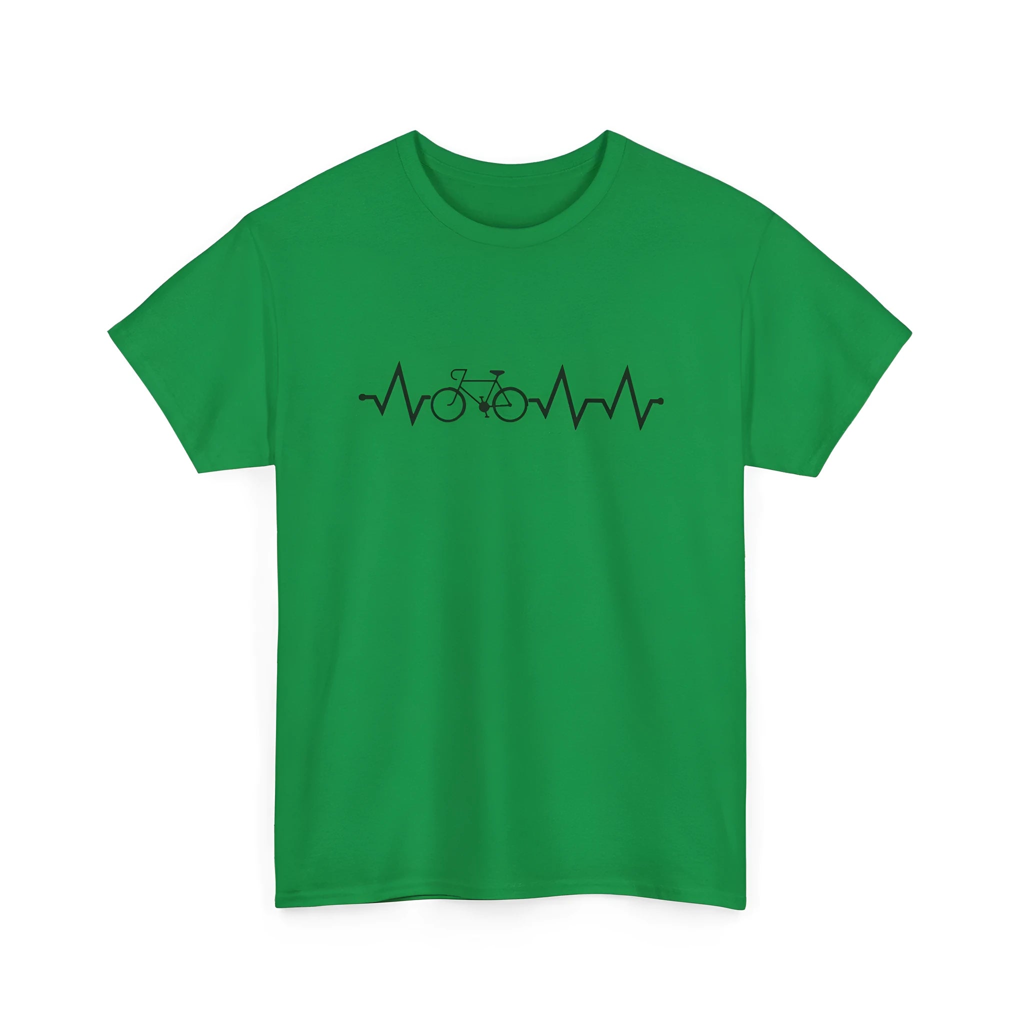 Green women's cotton T-shirt with a white creative letter print design on the front.