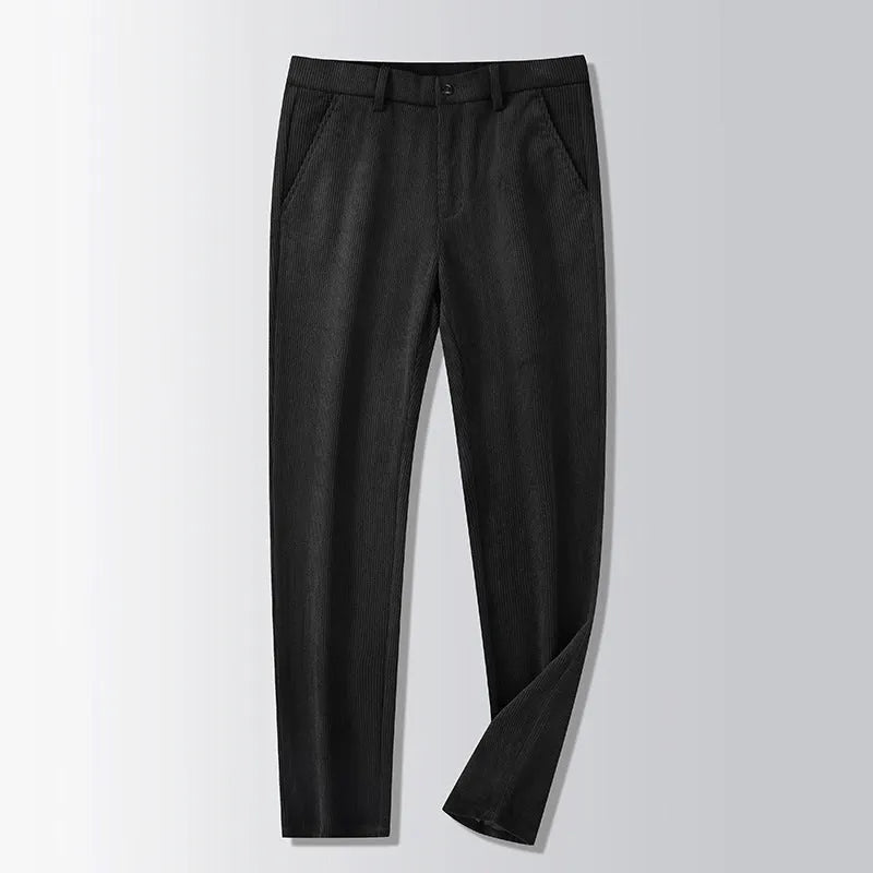 British retro striped trousers in chemical fibre blend with straight leg cut