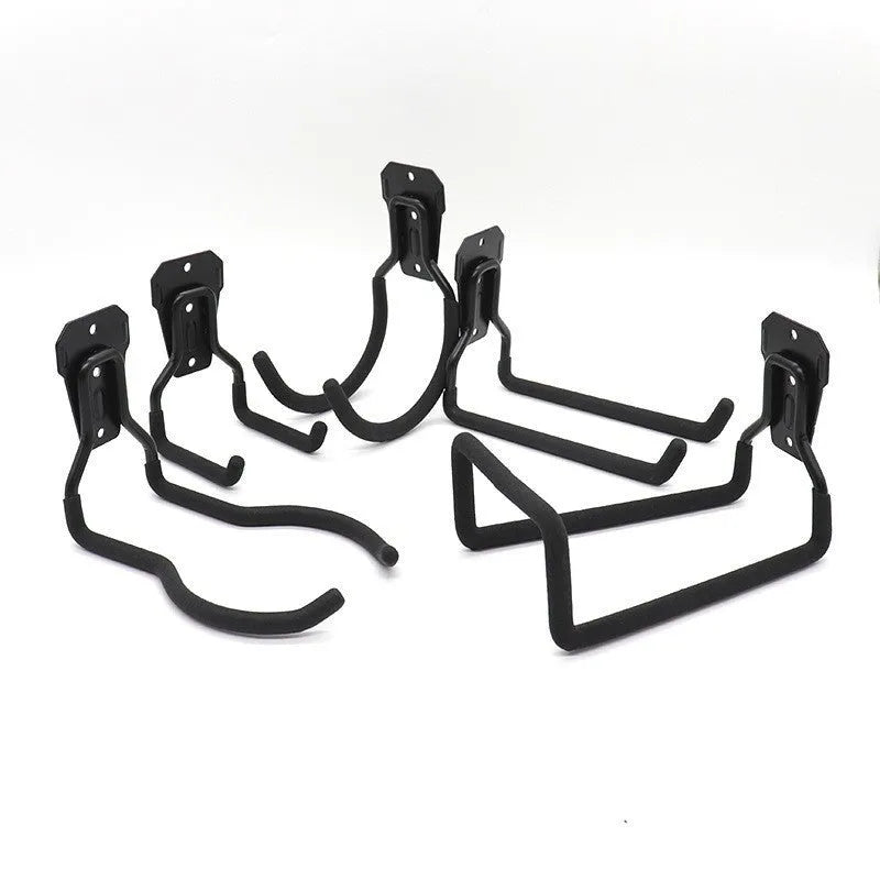 Heavy-duty thickened metal hook for bicycle storage – 80kg load capacity, black iron with extra lining, mounted on a wall
