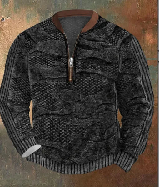 Men's casual checkered printed half zip hoodie in loose fit, polyester street style top