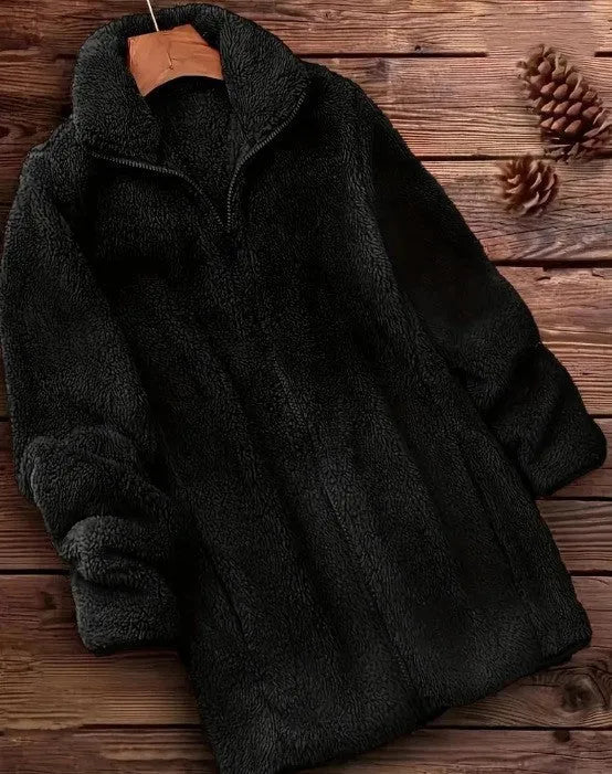 Double-sided fleece outdoor jacket in black, navy blue or khaki colours