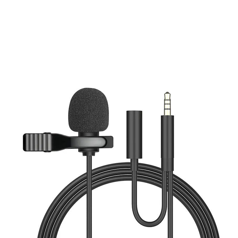 Wired lavalier microphone with clip and in-ear headphones for iPhone recording