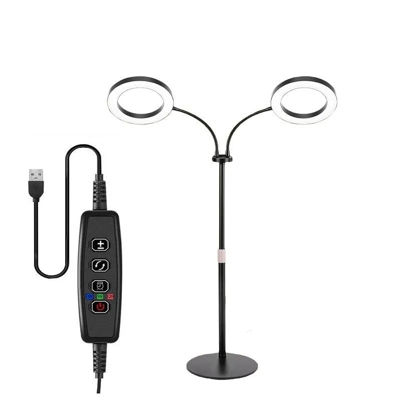 6-inch Angel Ring retractable floor plant grow light with aluminium alloy shell on a white background.