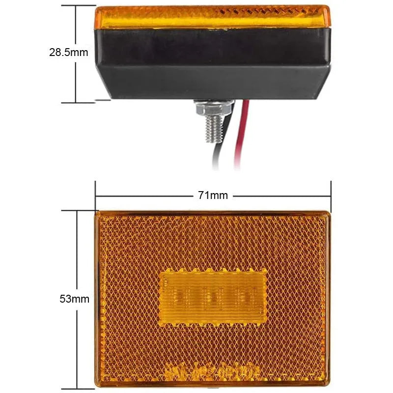 Red and yellow LED trailer side light with 19cm wiring line length