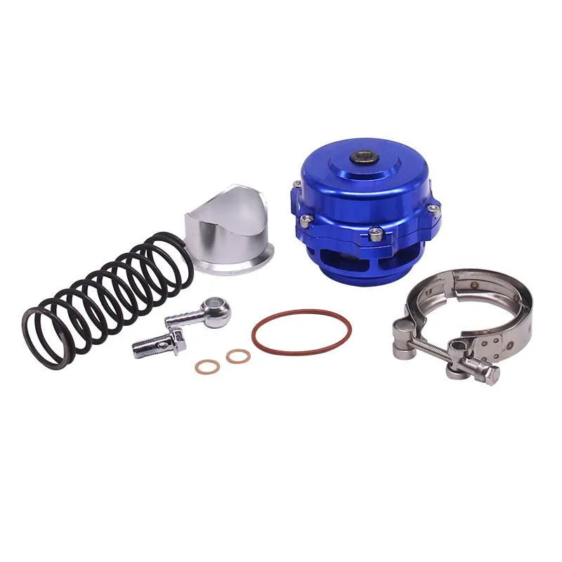 Aluminium alloy turbo blowdown valve in 50mm size, shown in a choice of colours.