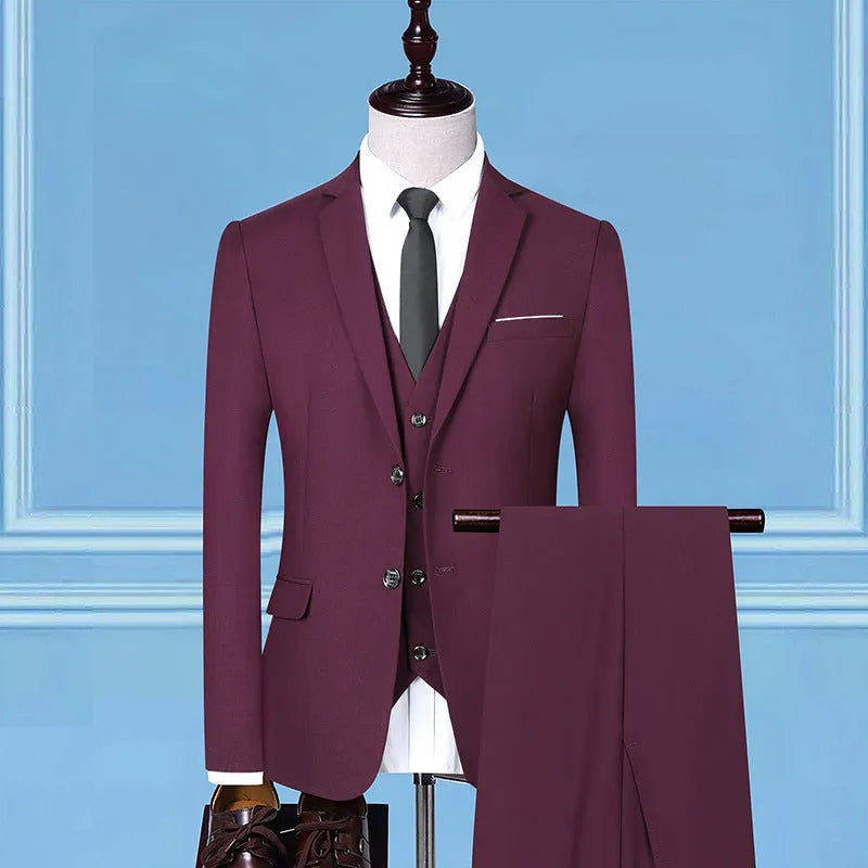 Men's slim fit business casual vest in cotton blend fabric for wedding formal wear