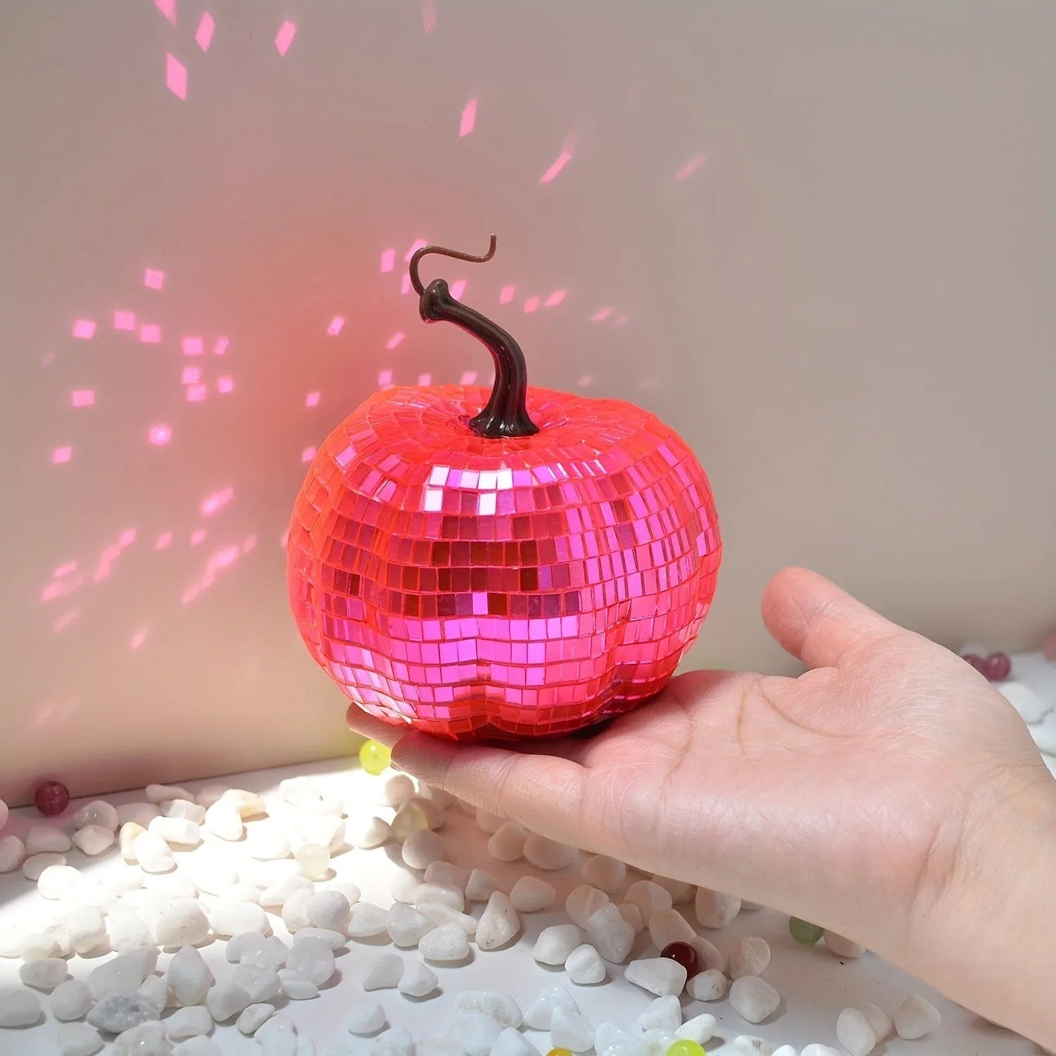 Handmade embroidered glass pumpkin decoration in Chinese style with bionic design