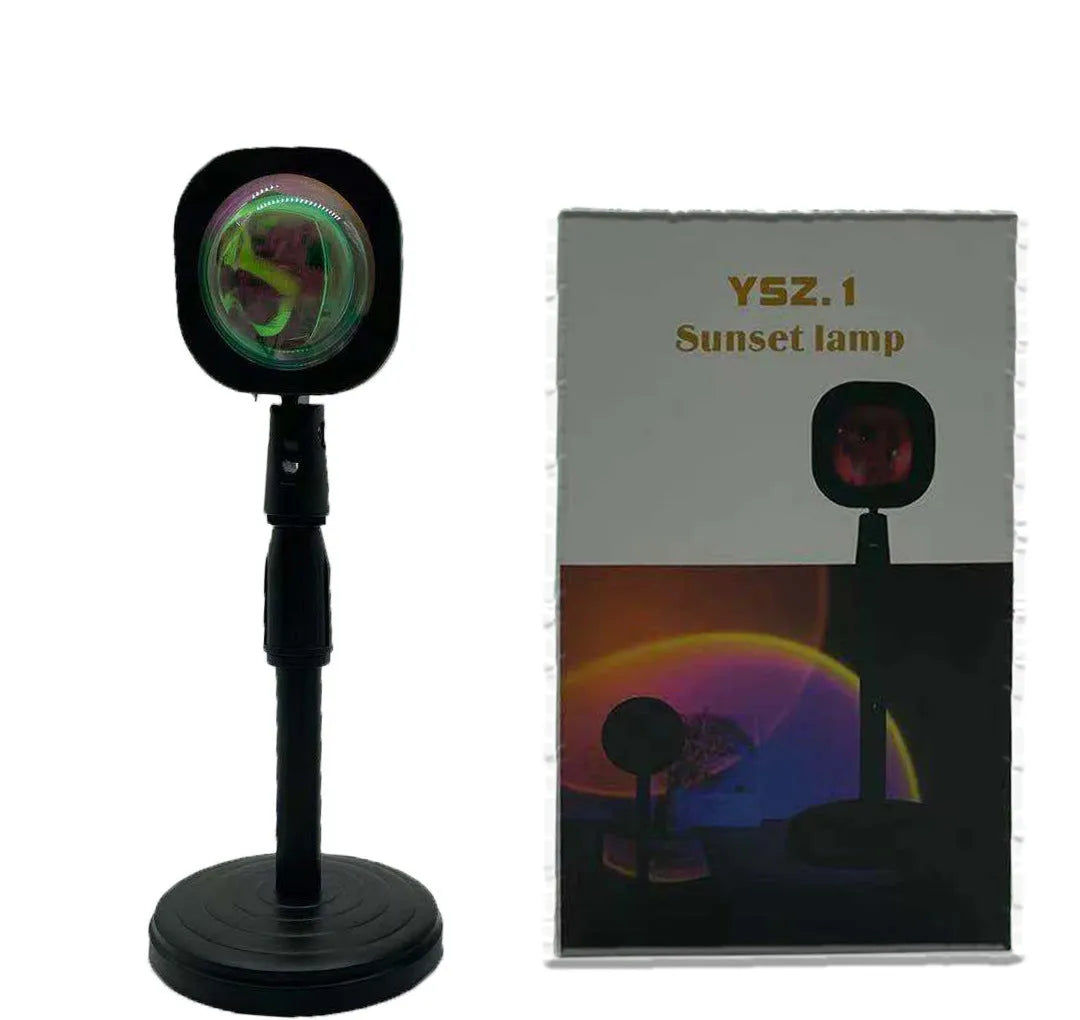 Rechargeable sunset red rainbow projection lamp with USB plug and push-button switch