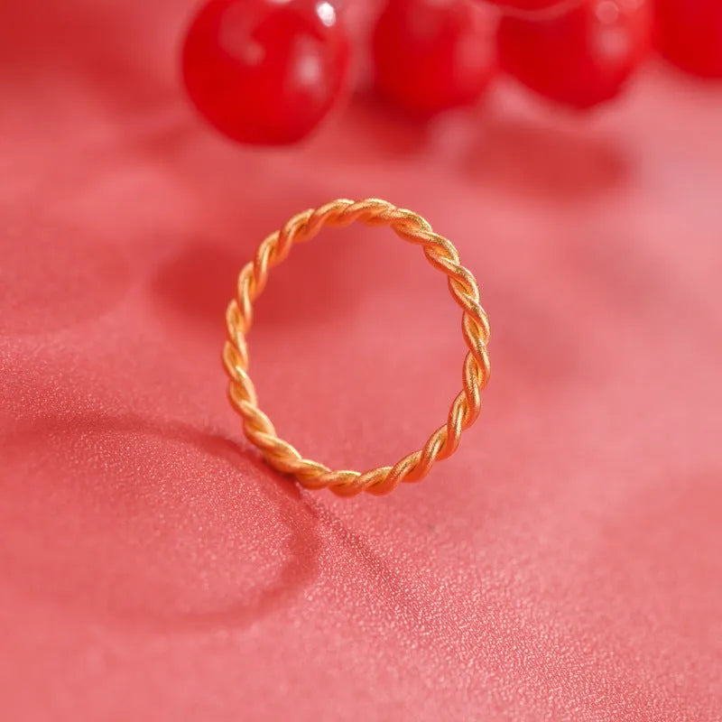 Brass gold plated women's ring showing twist, simple bracelet matte, and simple bracelet glossy style options