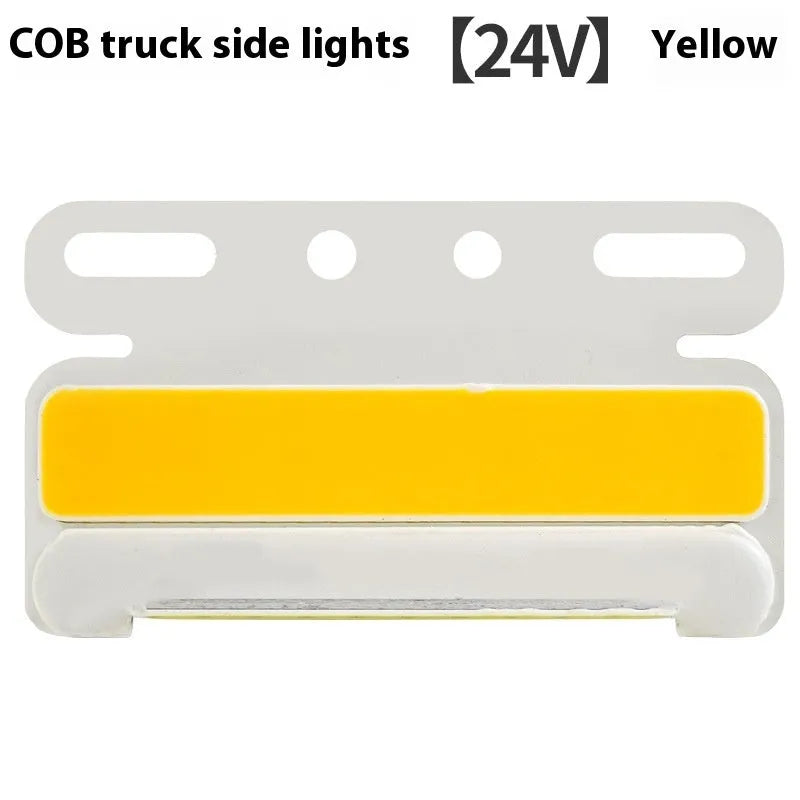 COB LED truck side light in aluminium housing for 12V 24V vehicles, shown in multiple colour options.