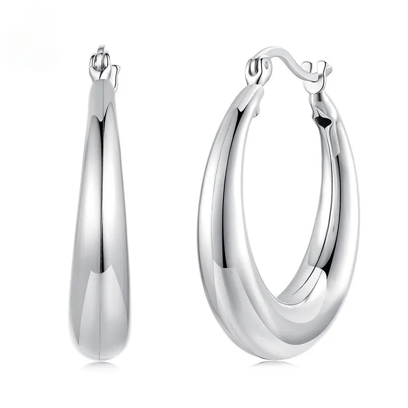 Copper geometry ring ear clip earrings for women in three sizes with electroplating finish