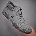 Men's ankle boots autumn winter suede velcro lace-up sneakers non-slip rubber sole black grey khaki