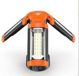 Retractable folding charging camping lantern with bracket in black and orange colour for outdoor lighting