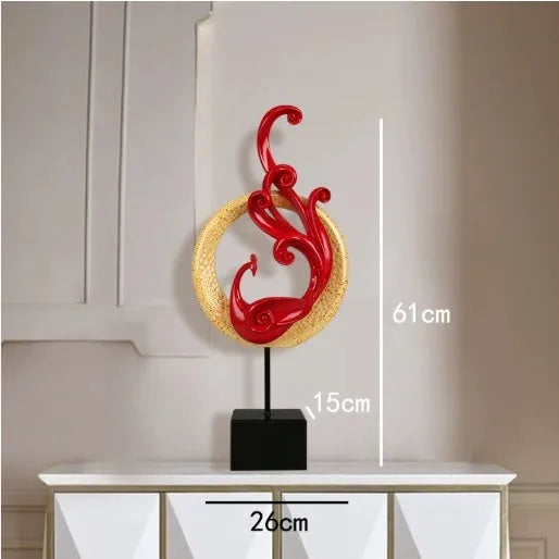 Synthetic resin phoenix ornament in rose gold, elegant silver and festive red colour options