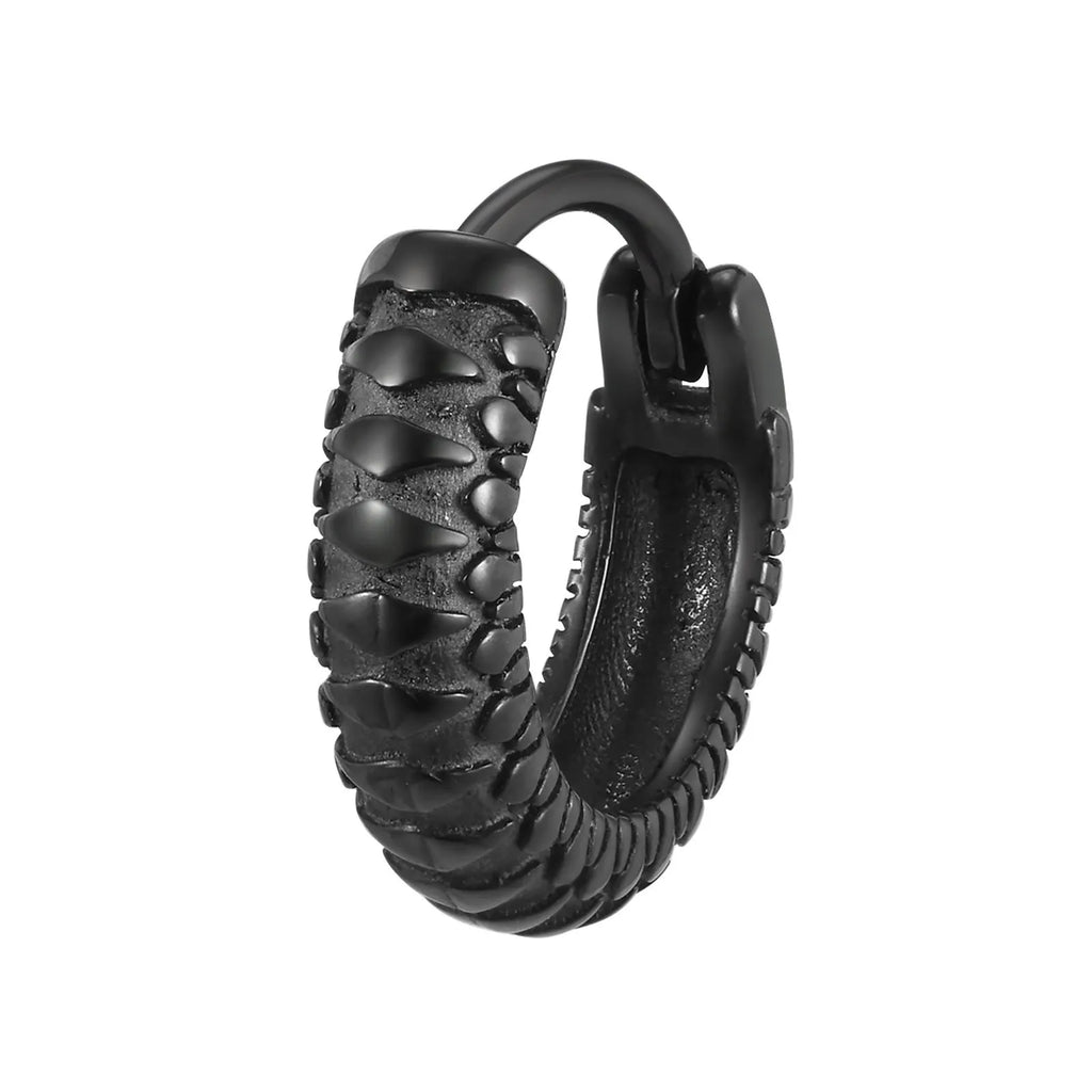 Stainless steel snake pattern earrings in black colour for hip hop alternative jewellery
